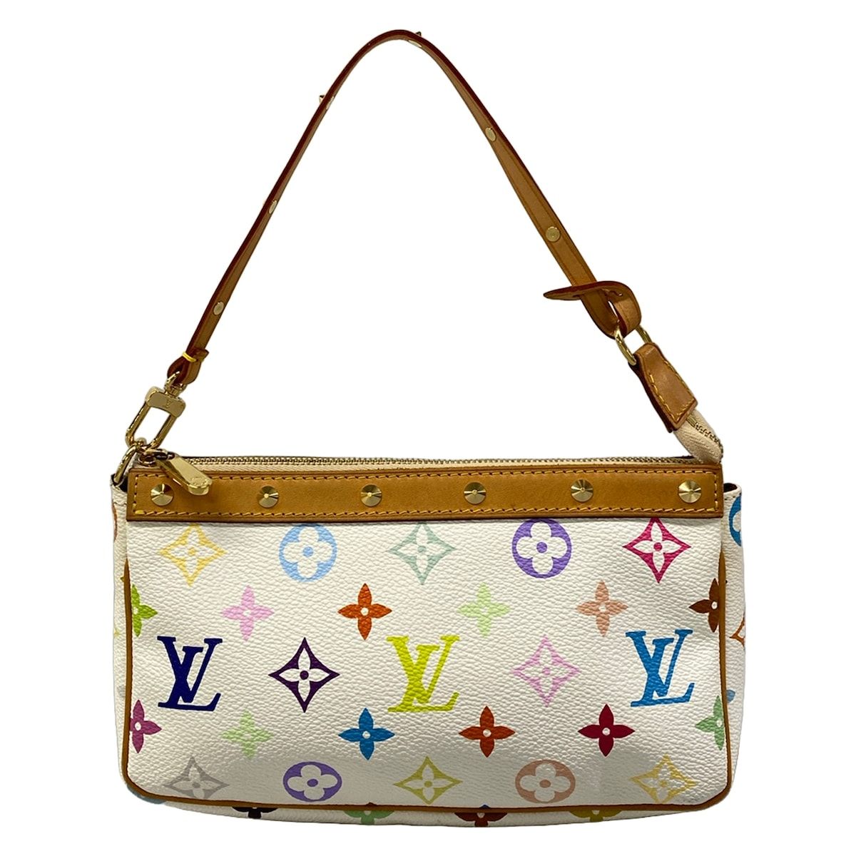 Louis Vuitton Handbag Monogram Multicolor Pochette Accessoires Blanc Leather