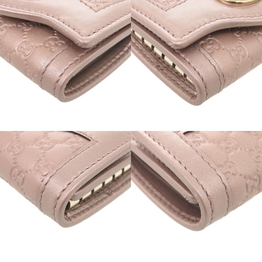 Gucci Interlocking G Micro Guccissima Leather Metallic Pink Key Case Key Holder — view 3