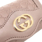 Gucci Interlocking G Micro Guccissima Leather Metallic Pink Key Case Key Holder — view 5