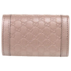 Gucci Interlocking G Micro Guccissima Leather Metallic Pink Key Case Key Holder — view 2