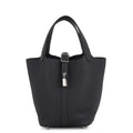 Hermes Handbag Picotin Lock PM Canvas Silver Taurillon Clemence