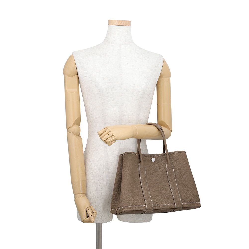 Hermes Tote Bag Garden Party TPM Etoupe Silver Negotiating — view 4