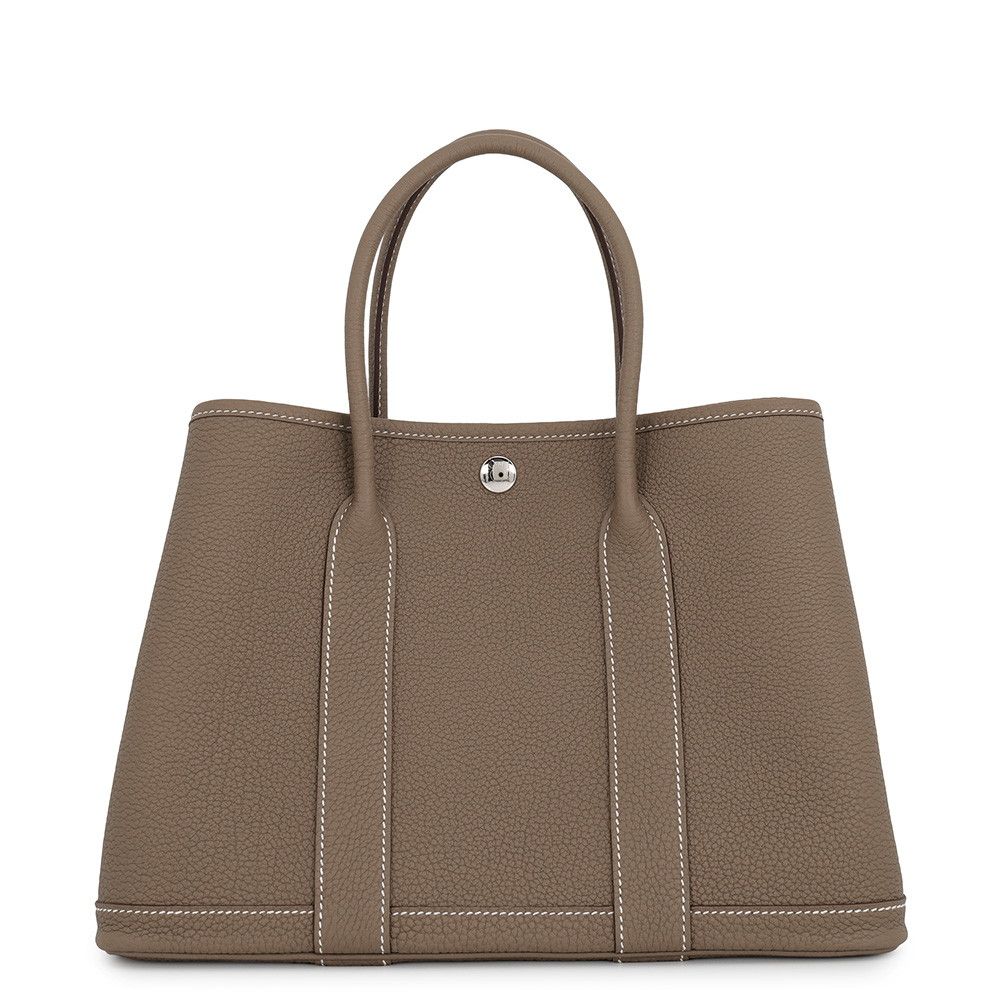 Hermes Tote Bag Garden Party TPM Etoupe Silver Negotiating