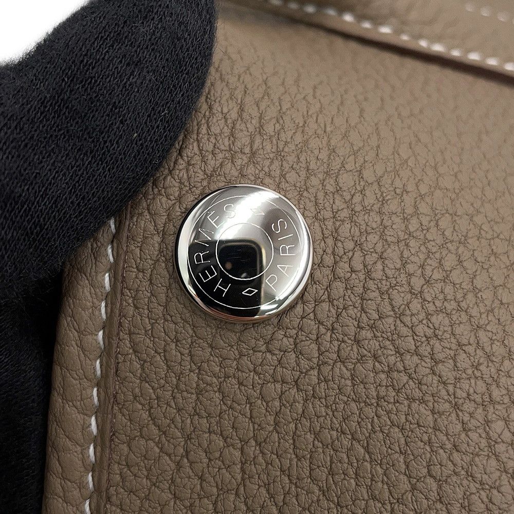 Hermes Tote Bag Garden Party TPM Etoupe Silver Negotiating — view 8