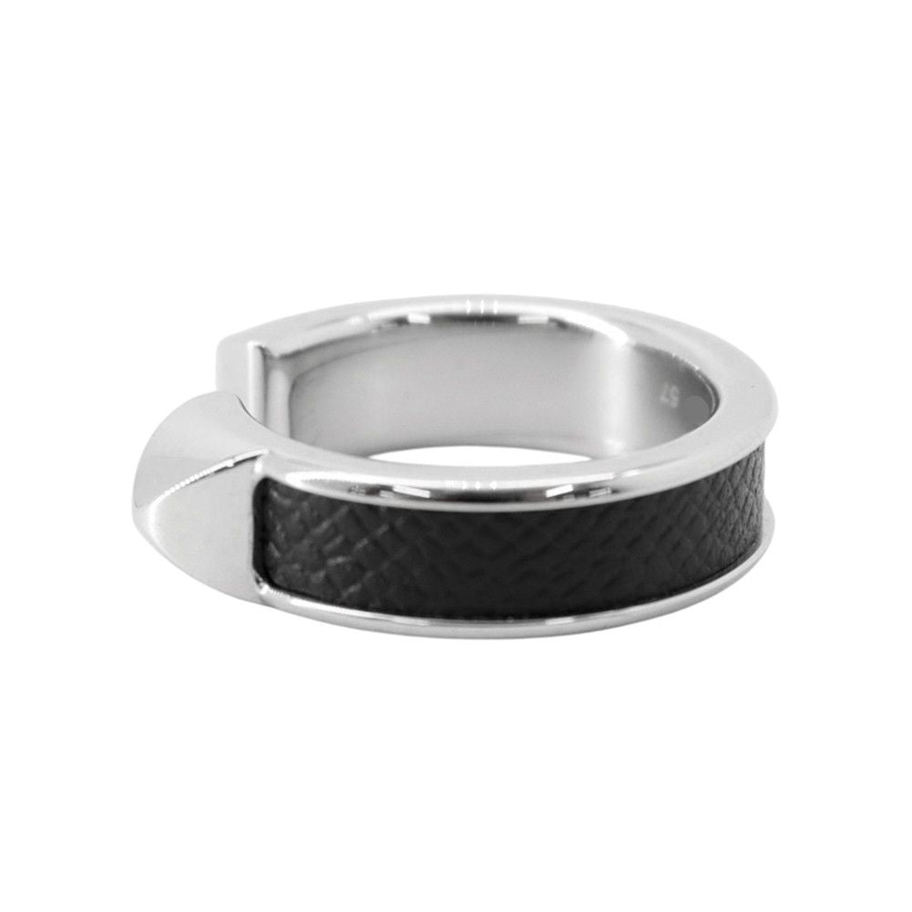 Hermes Ring Athena Double Crew Black Silver Veau Madame — view 2