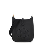 Hermes Shoulder Bag Evelyne TPM 111 Amazon Black Gold Taurillon Clemence