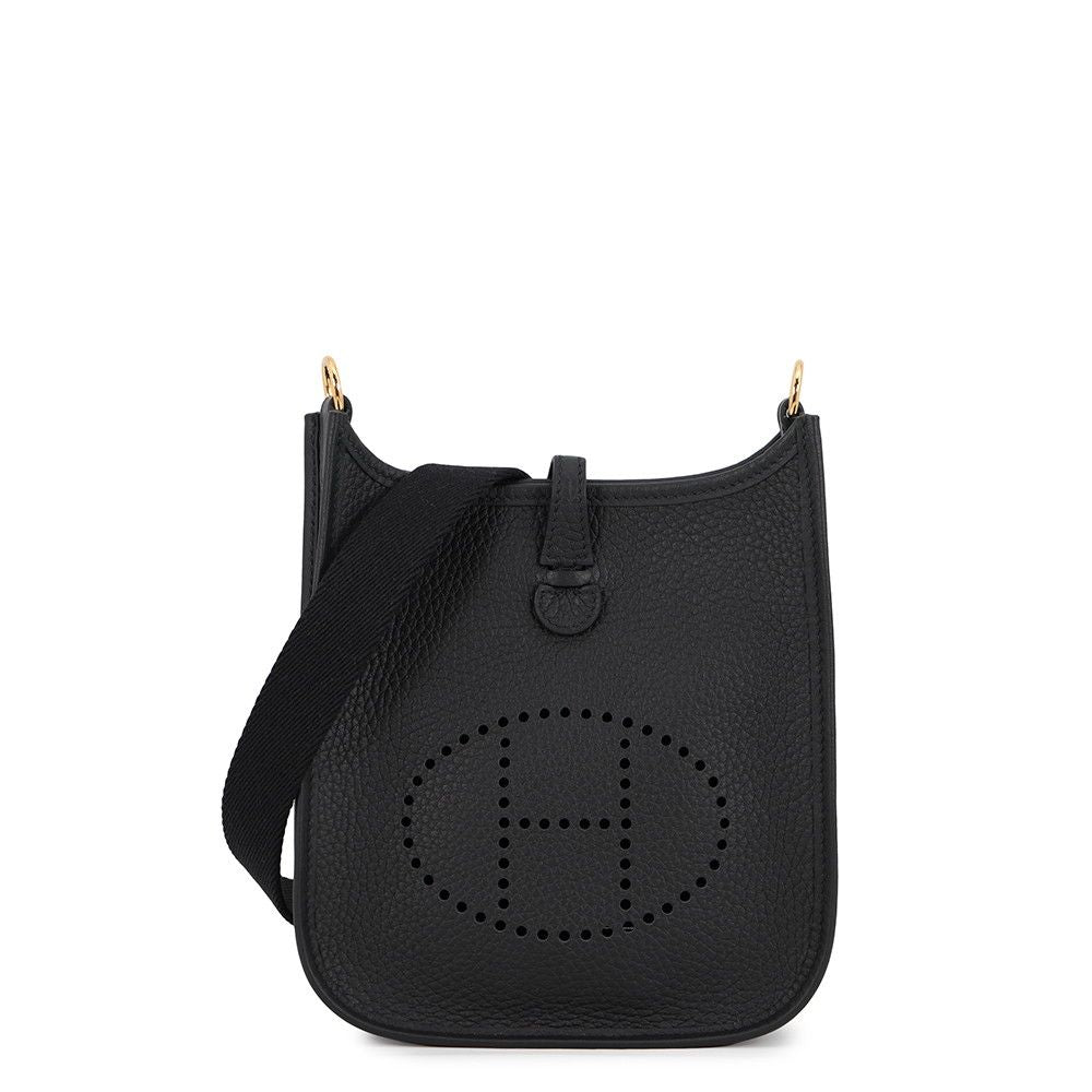 Hermes Shoulder Bag Evelyne TPM 111 Amazon Black Gold Taurillon Clemence