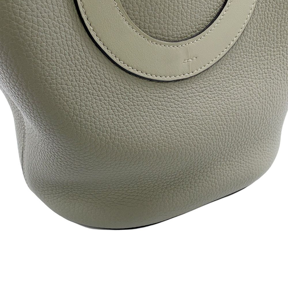 Hermes Tote Bag in the Loop 18 Sage Silver Taurillon Clemence Swift — view 7