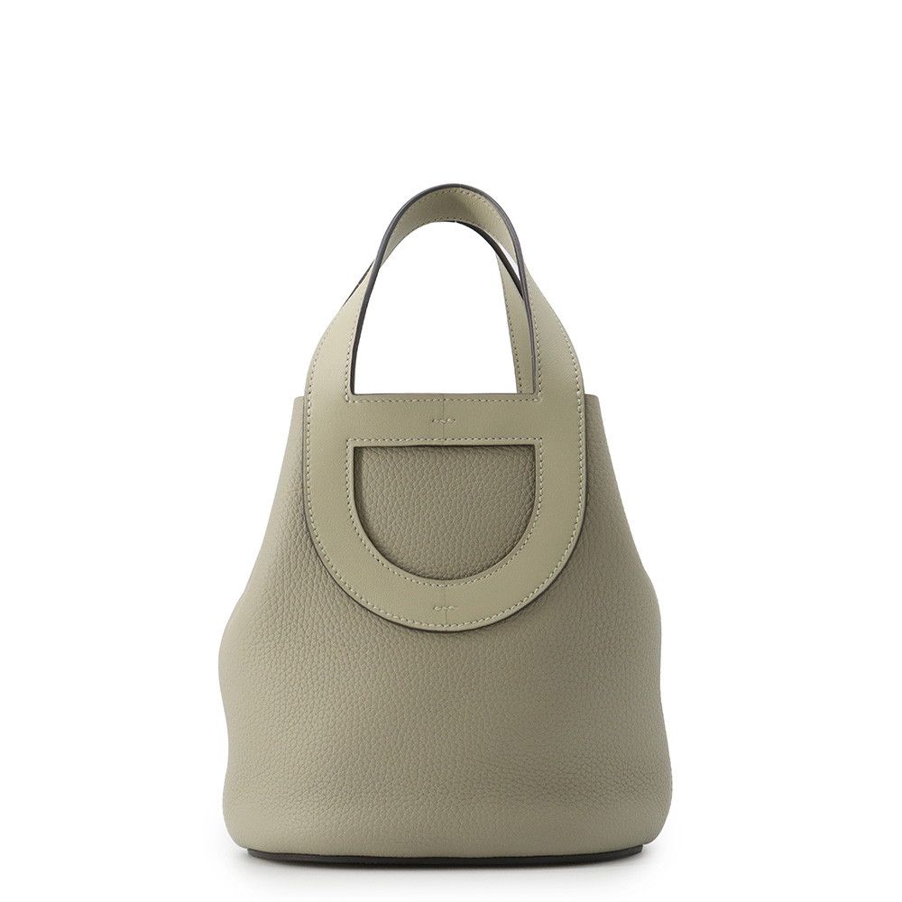 Hermes Tote Bag in the Loop 18 Sage Silver Taurillon Clemence Swift