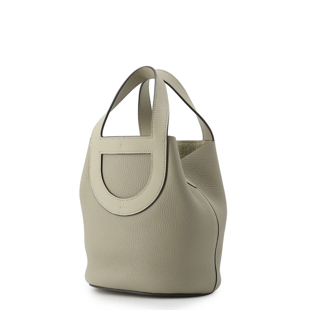 Hermes Tote Bag in the Loop 18 Sage Silver Taurillon Clemence Swift — view 2