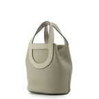 Hermes Tote Bag in the Loop 18 Sage Silver Taurillon Clemence Swift — view 2
