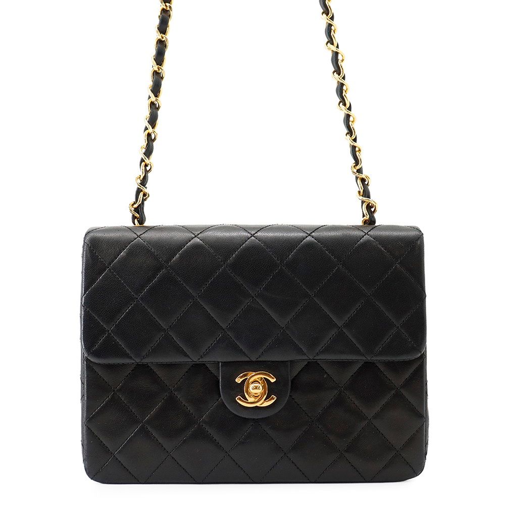 Chanel Chain Shoulder Bag Quilted 20 CC Logo Lambskin Mini Black