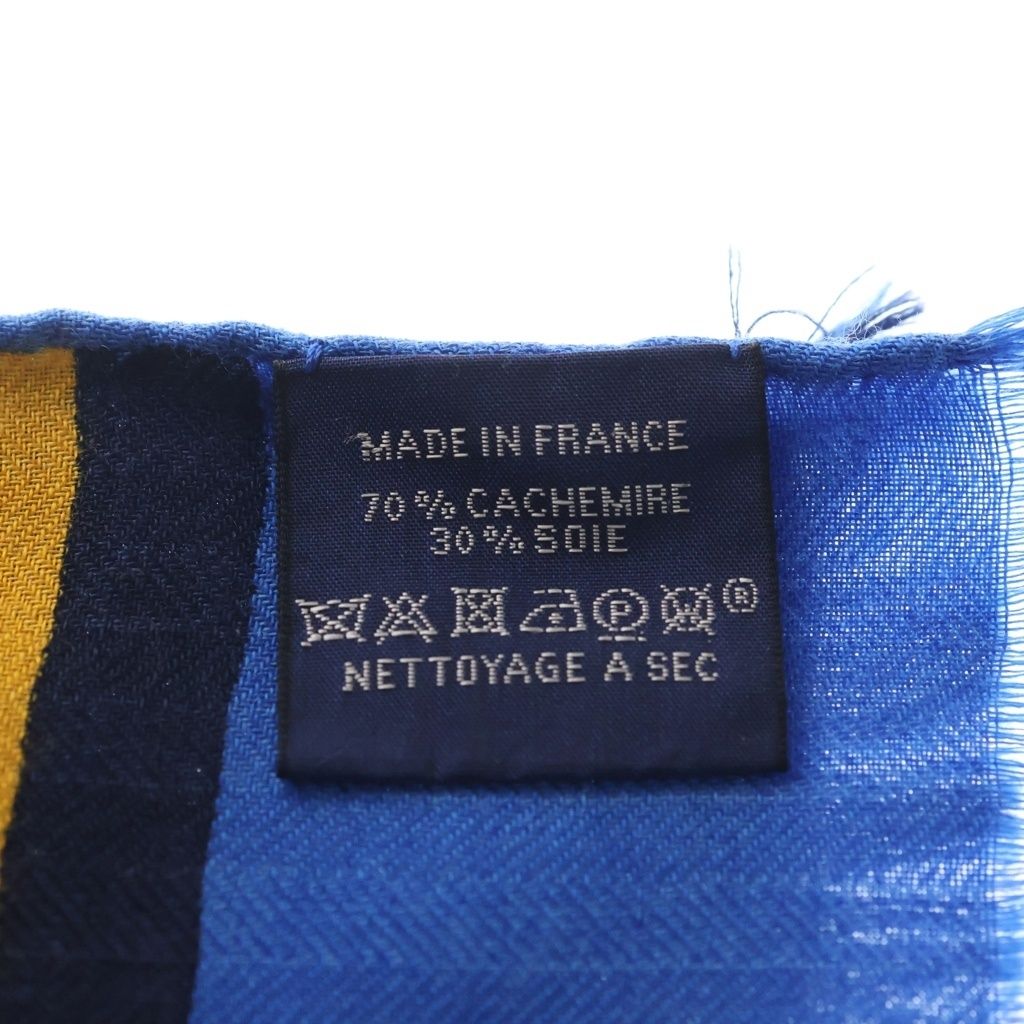 Hermes Silk Cashmere Shawl Scarf Yellow Blue — view 4