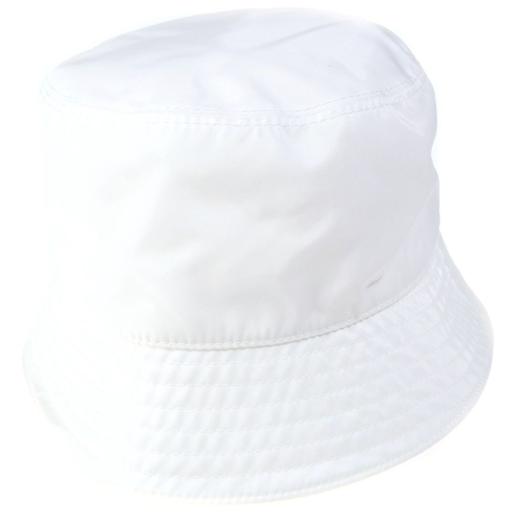 Prada Bucket Hat Re-Nylon Triangle Logo Hat White Nylon — view 3