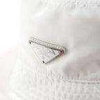 Prada Bucket Hat Re-Nylon Triangle Logo Hat White Nylon — view 5