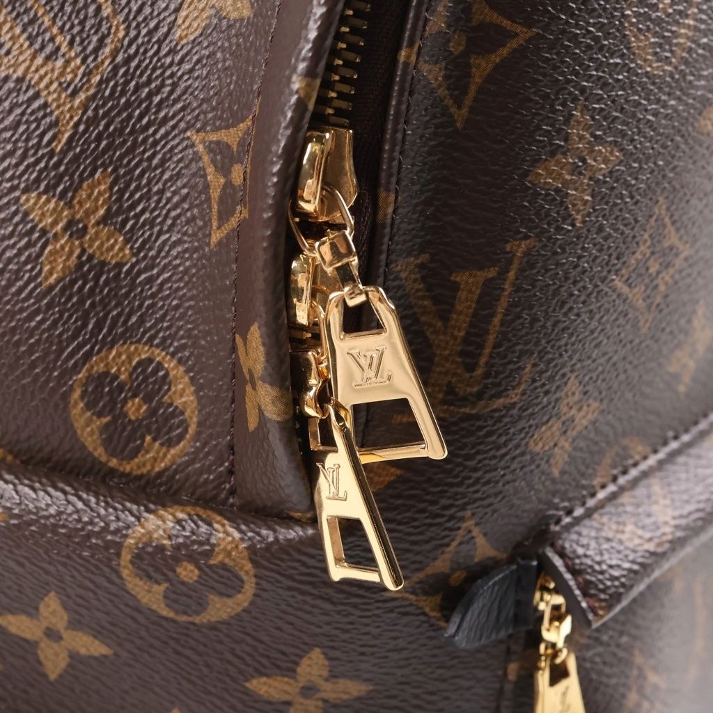 Louis Vuitton Monogram Palm Springs MM Backpack Black Brown Leather Gold — view 6
