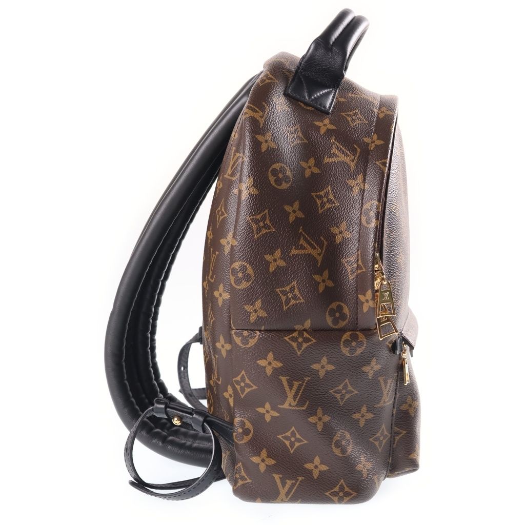 Louis Vuitton Monogram Palm Springs MM Backpack Black Brown Leather Gold — view 3