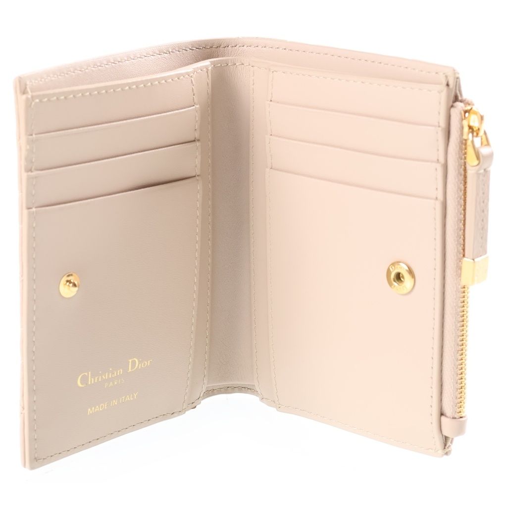 Dior Caro Dahlia Wallet Compact Bifold Cannage Beige — view 4