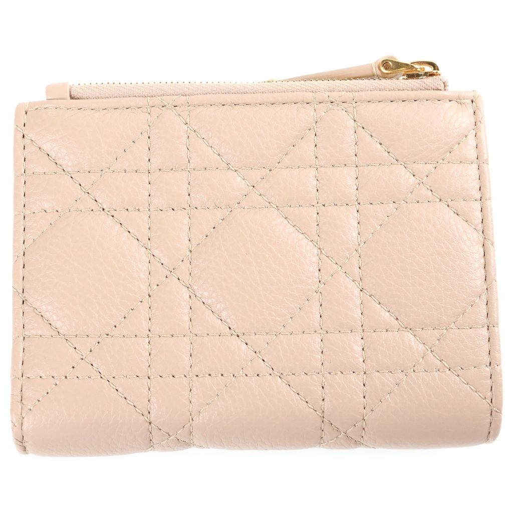 Dior Caro Dahlia Wallet Compact Bifold Cannage Beige — view 2