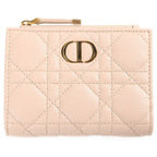 Dior Caro Dahlia Wallet Compact Bifold Cannage Beige