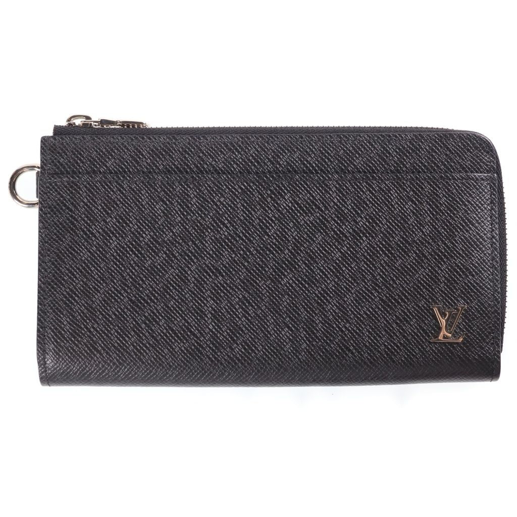 Louis Vuitton Taiga Zippy Dragonne Wallet Black Leather