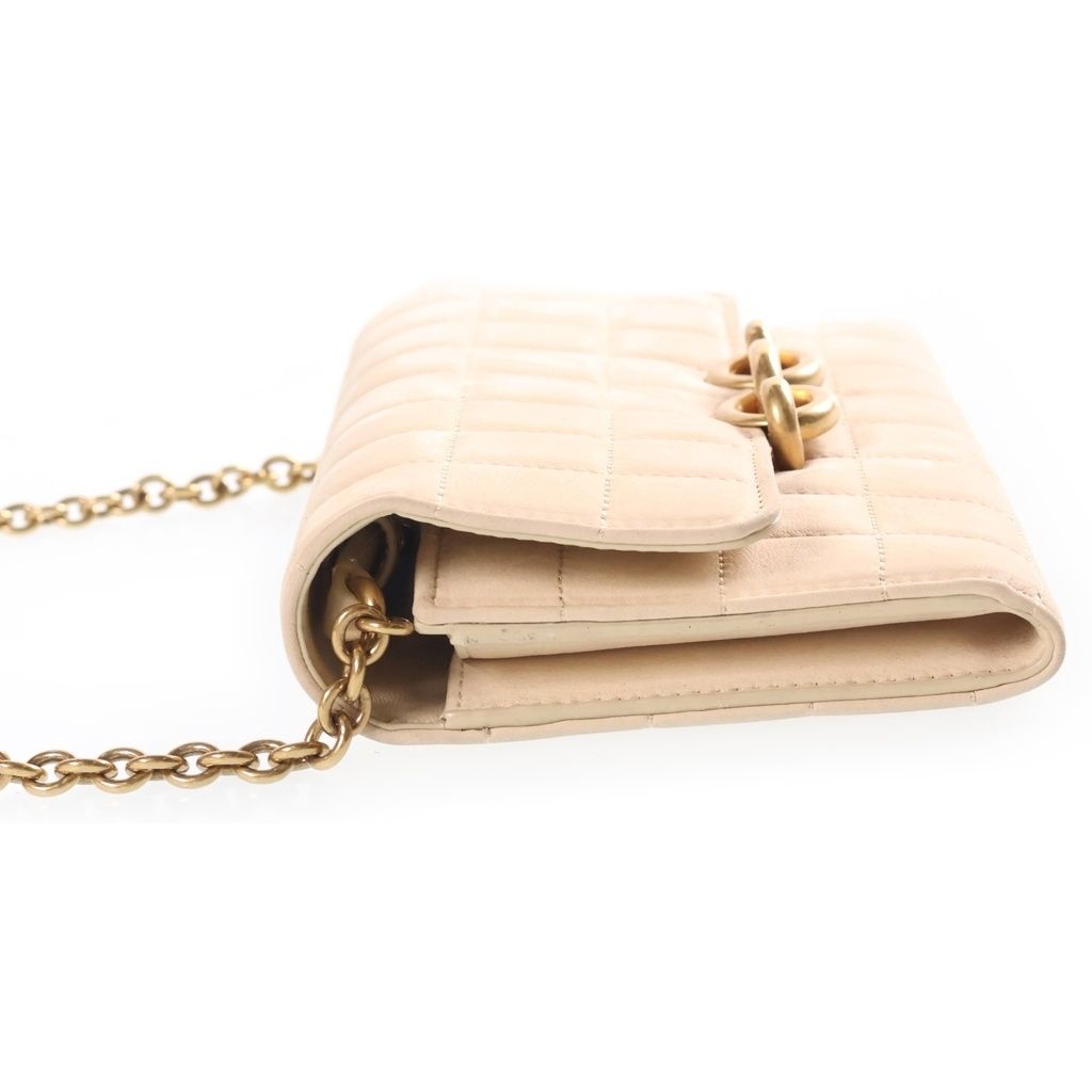 Saint Laurent Paris Le Maillon Chain Wallet Shoulder Bag Quilted Beige — view 3
