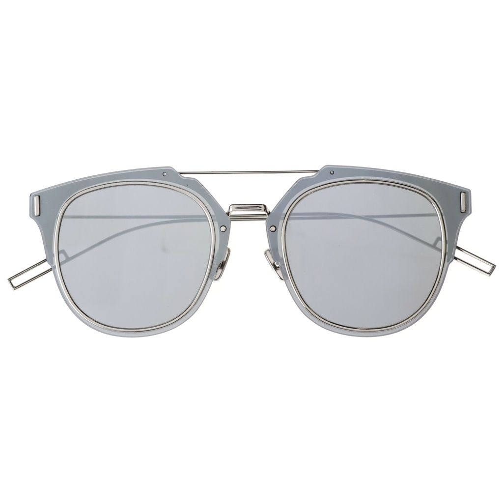 Dior Homme Metal Frame Flat Lens Sunglasses Eyewear 65 Black Silver