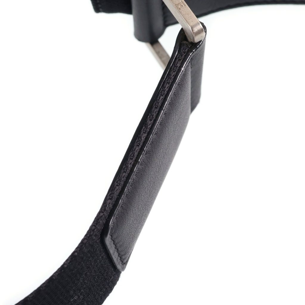 Loewe Leather Canvas Contrast Shoulder Bag Black — view 8