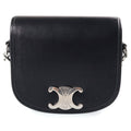 Celine Triomphe Small Besace Mini Shoulder Bag Black Leather Silver