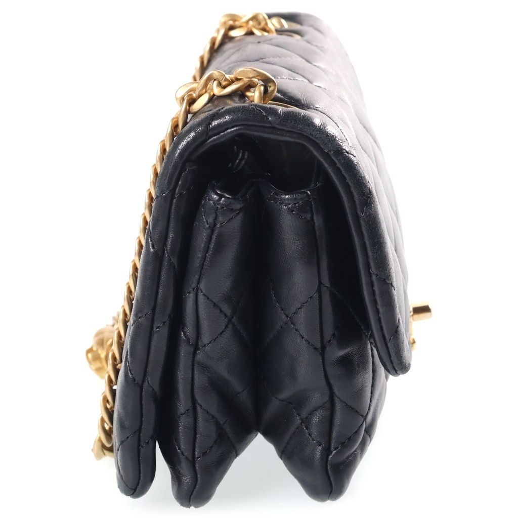Chanel Quilted 20 S Flap S Chain Mini Shoulder Bag Black Lambskin Gold — view 3