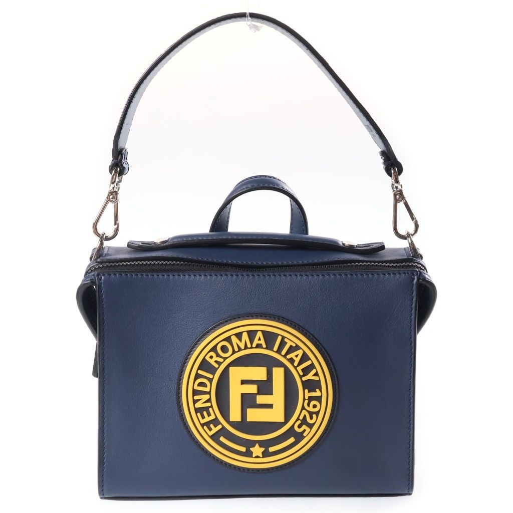 Fendi Mini Louis Shoulder Bag Leather Navy Yellow