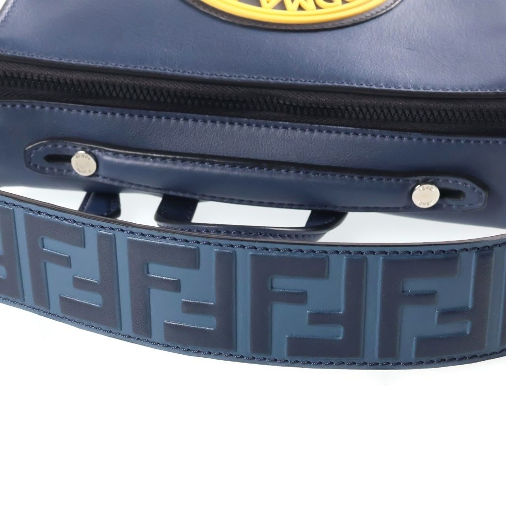 Fendi Mini Louis Shoulder Bag Leather Navy Yellow — view 7