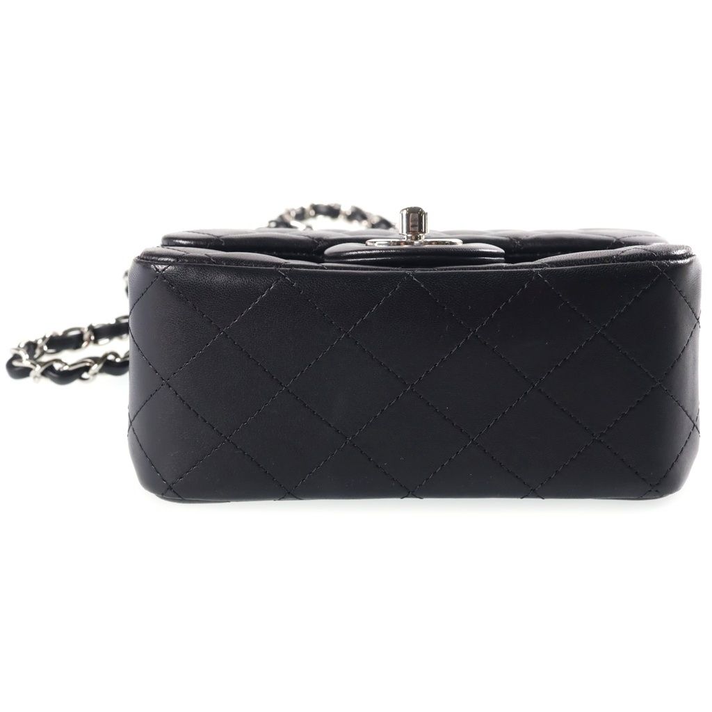 Chanel Mini Quilted Shoulder Bag Black Lambskin Silver — view 4