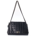 Chanel Choco Bar 2.55 Chain Shoulder Bag Lambskin Black Silver