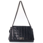 Chanel Choco Bar 2.55 Chain Shoulder Bag Lambskin Black Silver