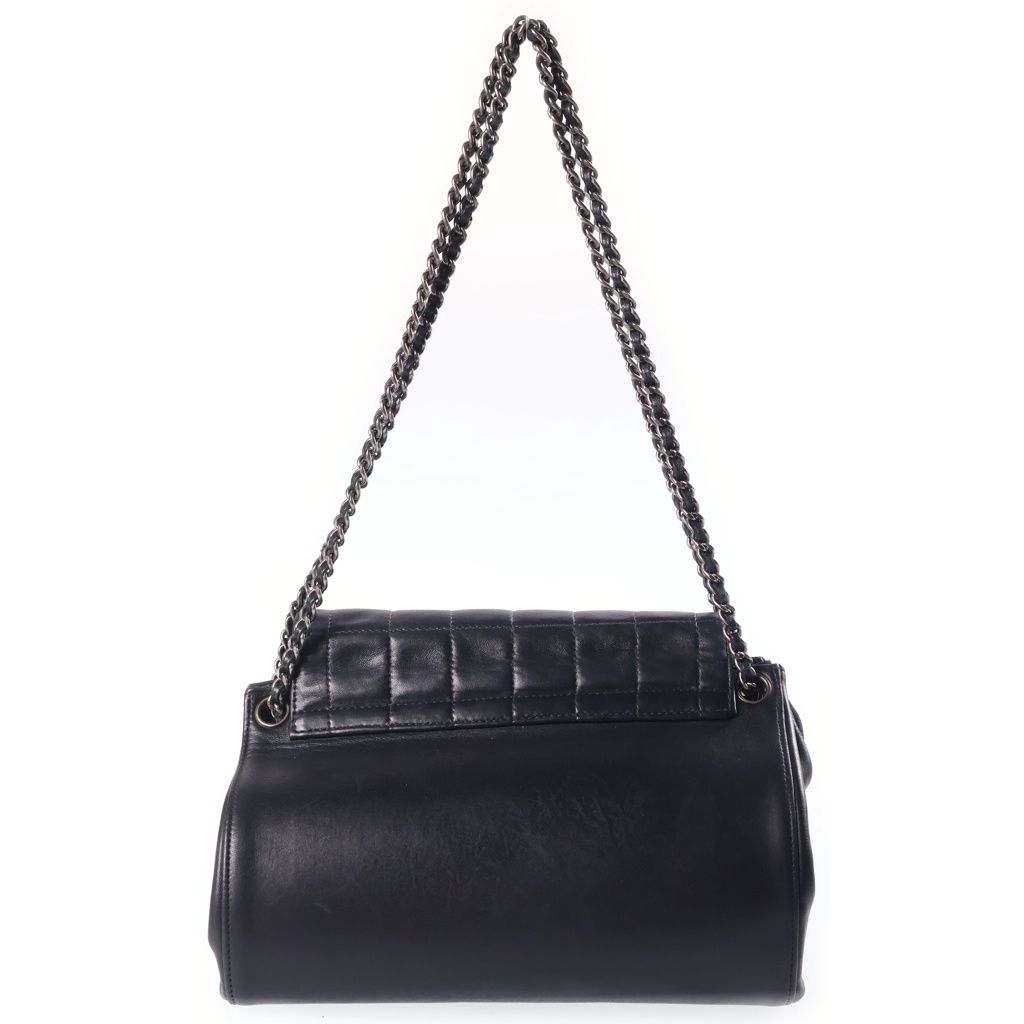 Chanel Choco Bar 2.55 Chain Shoulder Bag Lambskin Black Silver — view 2