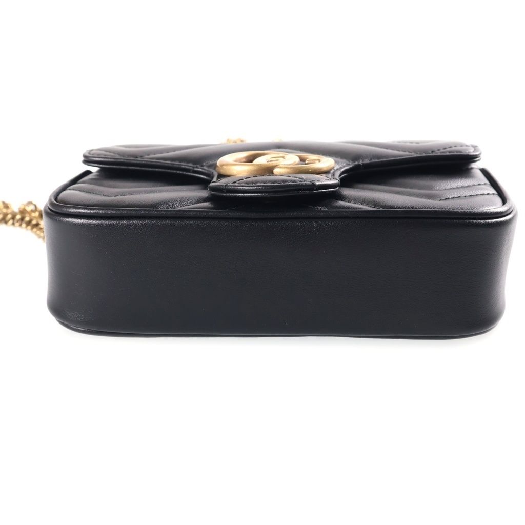 Gucci GG Marmont Chain Shoulder Bag Leather Black — view 4