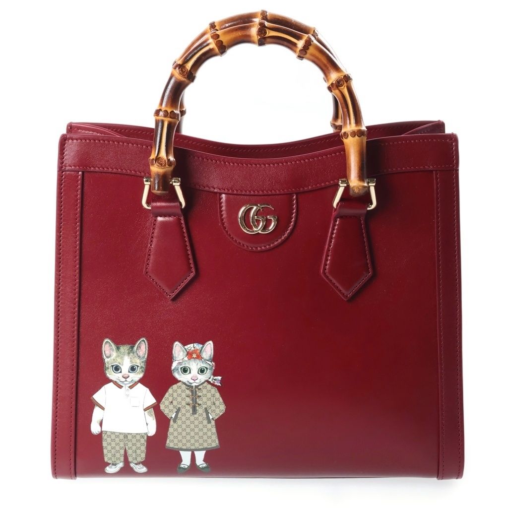 Gucci Yuko Higuchi Diana Medium Tote Bag Leather Bordeaux