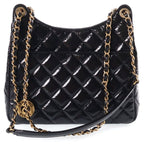 Chanel Hobo Quilted Chain Shoulder Bag Black Shiny Calfskin Gold — view 2
