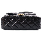 Chanel Hobo Quilted Chain Shoulder Bag Black Shiny Calfskin Gold — view 4