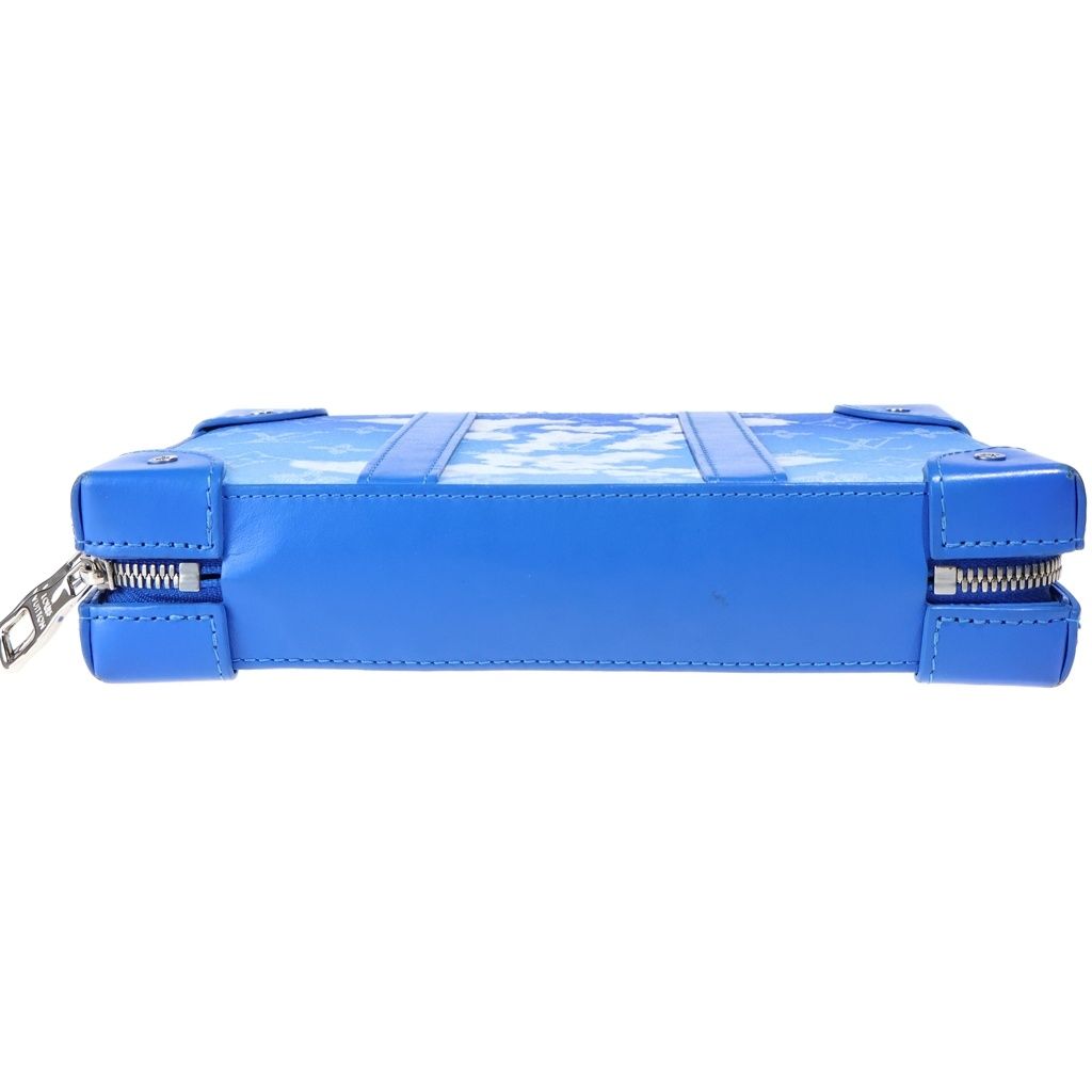 Louis Vuitton Monogram Cloud Soft Trunk Wallet Shoulder Bag Blue Leather Silver — view 4