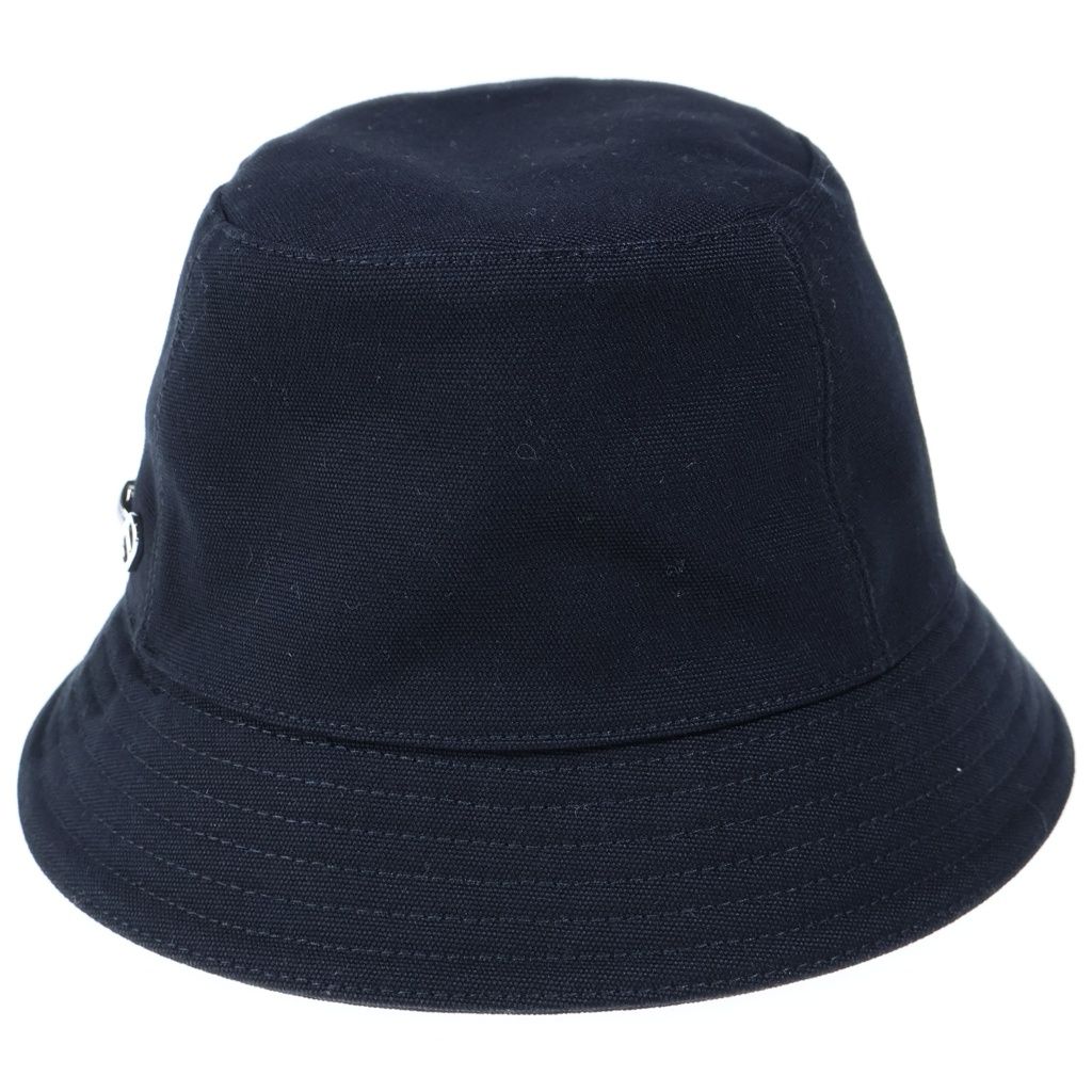 Hermes Calvi Seashell Cotton Canvas Bucket Hat Black — view 2
