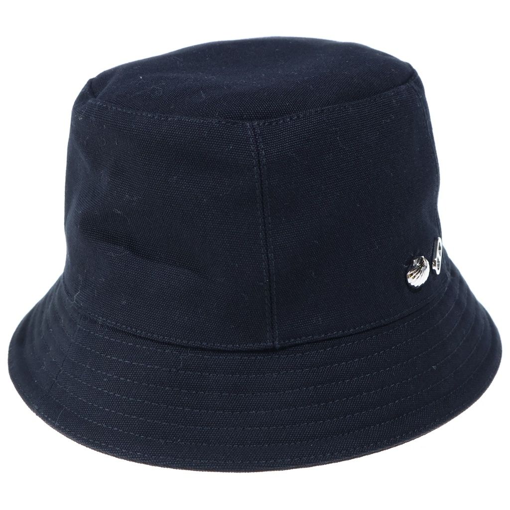 Hermes Calvi Seashell Cotton Canvas Bucket Hat Black