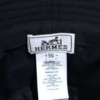 Hermes Calvi Seashell Cotton Canvas Bucket Hat Black — view 7
