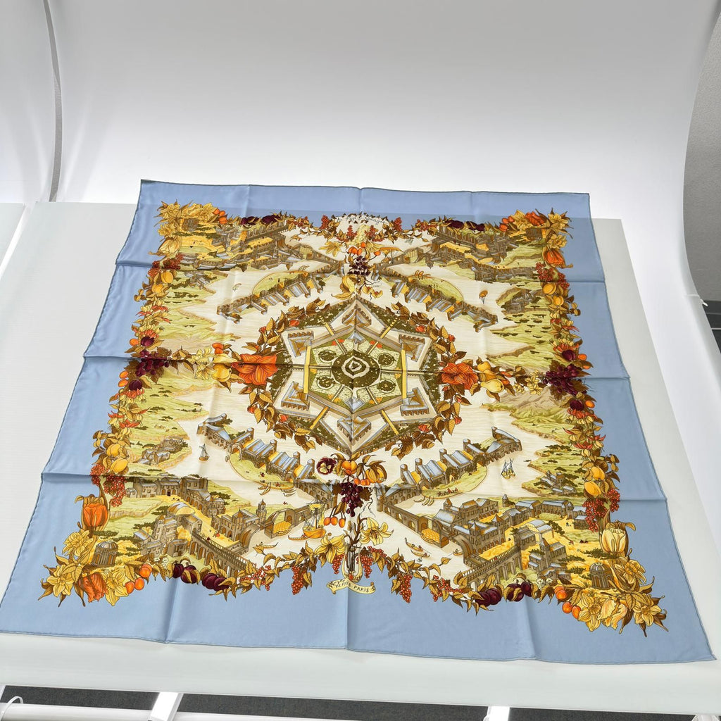 Hermes Scarf in Paradise Silk 100% Light Blue — view 2
