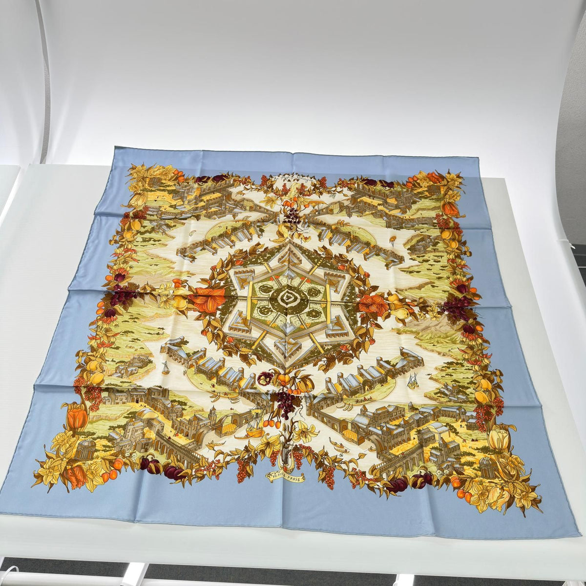 Hermes Scarf in Paradise Silk 100% Light Blue — view 2