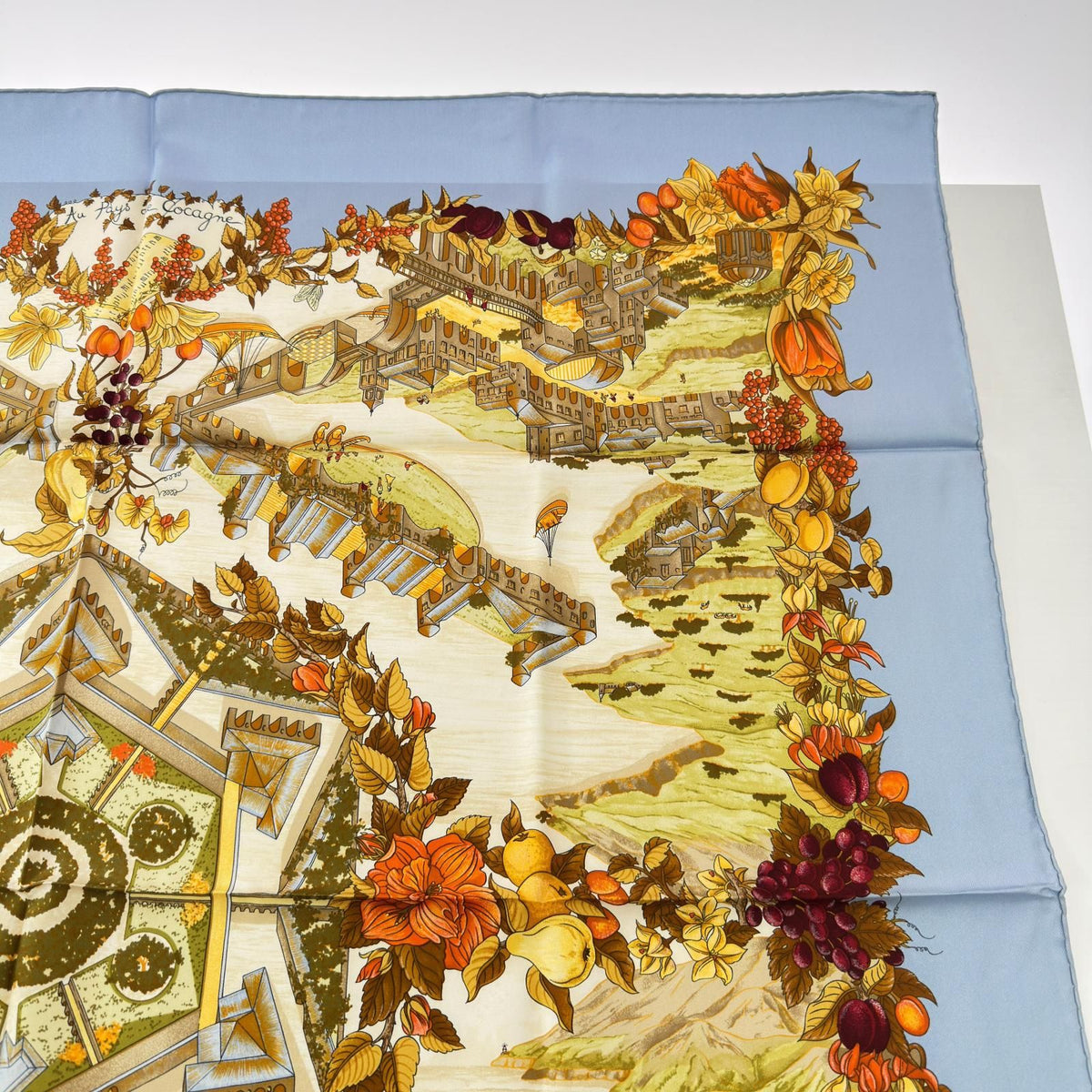 Hermes Scarf in Paradise Silk 100% Light Blue — view 6