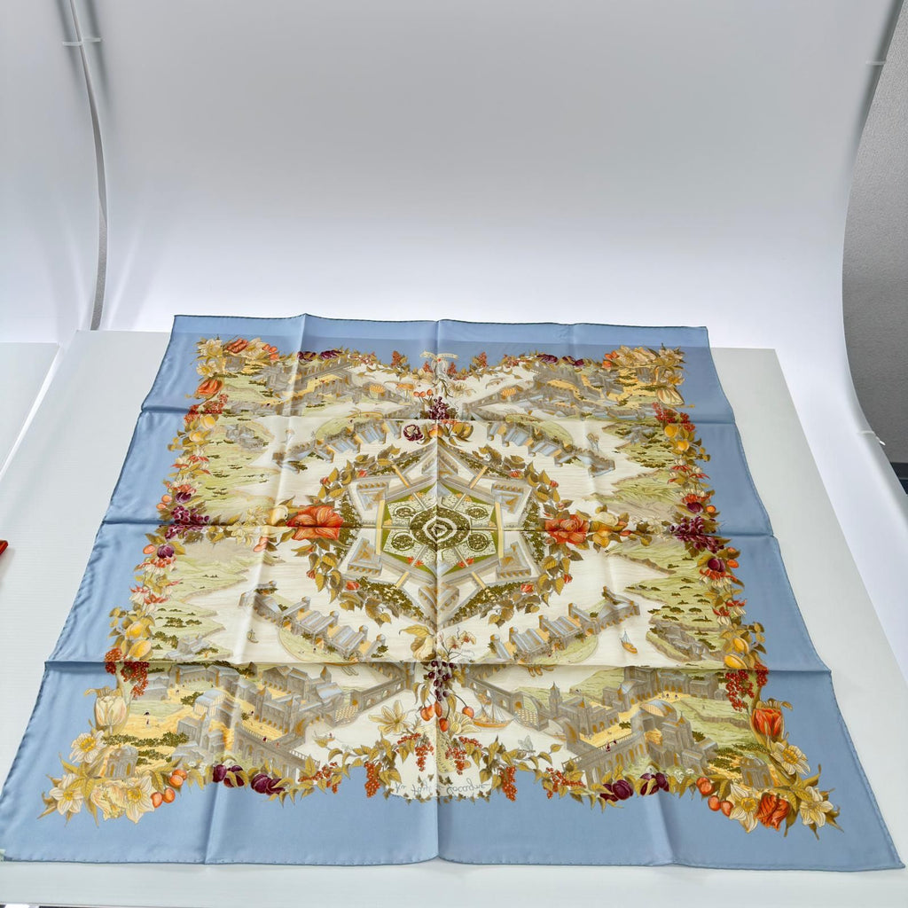 Hermes Scarf in Paradise Silk 100% Light Blue — view 3