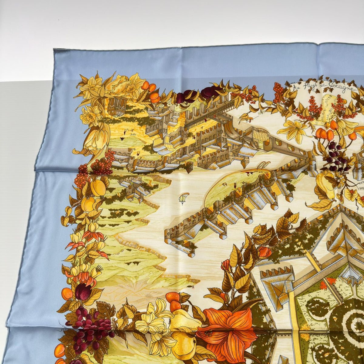 Hermes Scarf in Paradise Silk 100% Light Blue — view 5