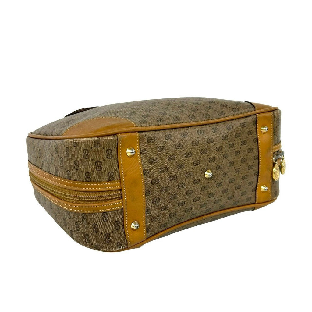 Gucci Vintage Micro GG Logo Pattern Leather Mini Boston Bag Brown — view 7